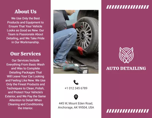 Professional Automobile Detailing Services and Care Brochure Template