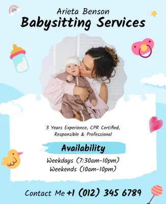 Professional Babysitting Availability Details Flyer Template