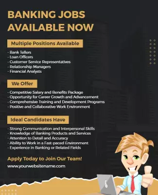 Professional Banking Job Opportunities Recruitment Poster Template