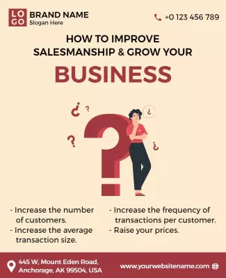 Professional Beige Marketing Sales Growth Strategies Poster Template