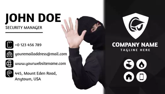 Professional Black Security Services Visiting Card Template