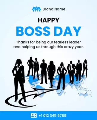 Professional Blue Boss Day Appreciation Team Poster Template