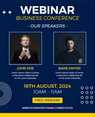 Professional Blue Business Conference Speaker Webinar Flyer Template