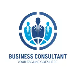 Professional Blue Business Consultant Representing Teamwork Logo Template
