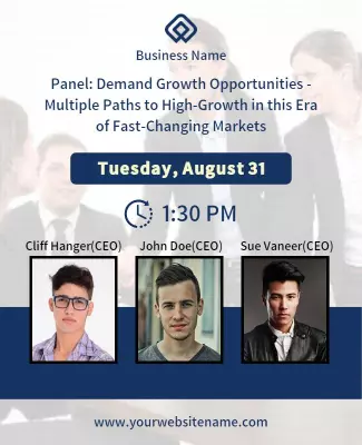 Professional Blue Business Growth Panel Discussion Poster Template