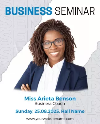 Professional Blue Business Seminar Announcement Poster Template