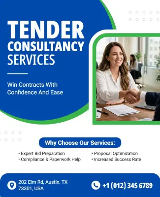 Professional Blue Business Tender Consultancy Services Poster Template