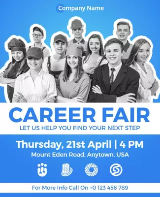 Professional Blue Career Fair Networking Event Flyer Template