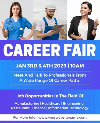 Professional Blue Career Fair Networking Opportunities Flyer Template