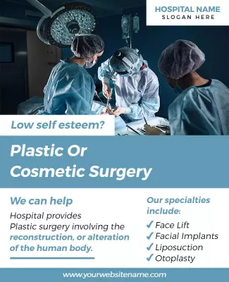 Professional Blue Cosmetic Surgery Services Information Flyer Template