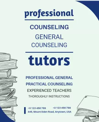 Professional Blue Educational Counseling Tutors Poster Template