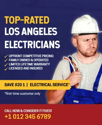 Professional Blue Electrical Service Advertisement Poster Template