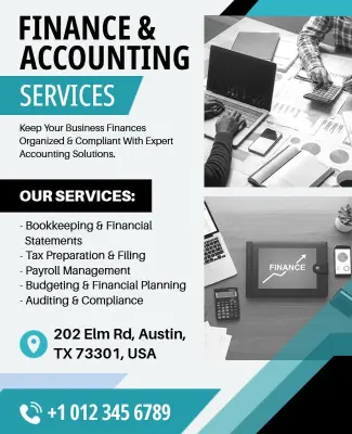 Professional Blue Finance and Accounting Solutions Flyer Template