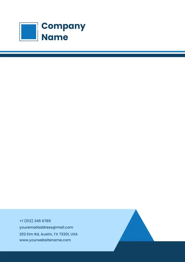 Professional Blue Geometric Corporate Blank Letterhead Template