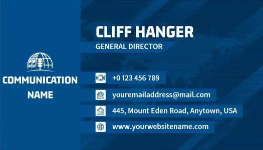 Professional Blue Global Communication Visiting Card Template