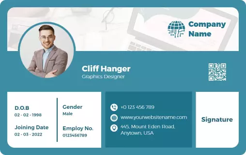 Professional Blue Graphic Designer Identity Card Template