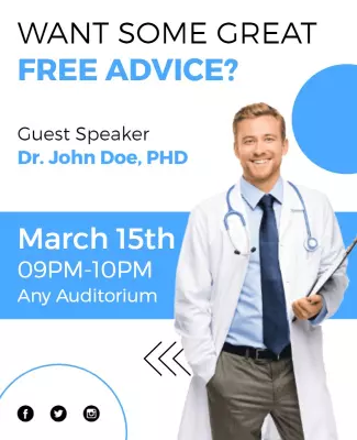 Professional Blue Health Advice Event Poster Template