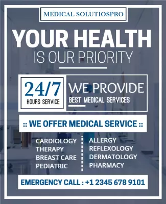 Professional Blue Healthcare Services Information Poster Template