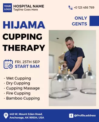 Professional Blue Hijama Cupping Therapy Event Poster Template