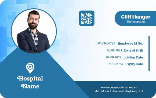 Professional Blue Hospital Staff Identity Card Template