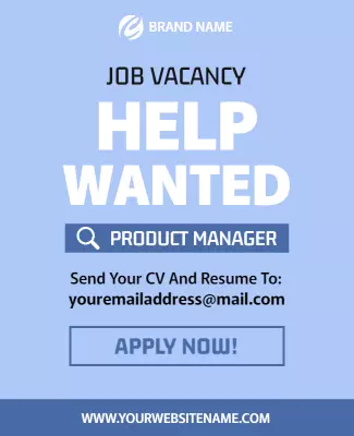 Professional Blue Job Vacancy Help Wanted Poster Template
