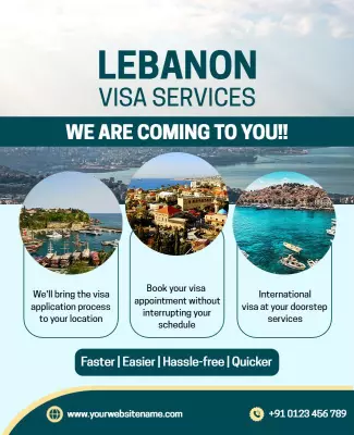 Professional Blue Lebanon Visa Services Appointment Poster Template