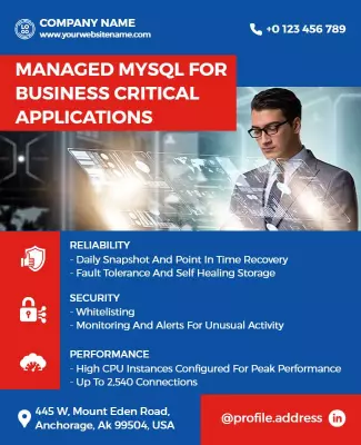 Professional Blue Managed MySQL Business Applications Poster Template