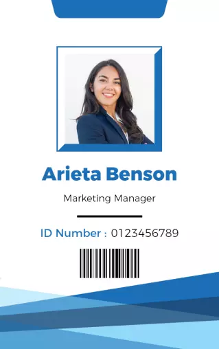Professional Blue Marketing Manager Identity Card Template