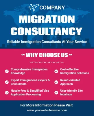 Professional Blue Migration Consultancy Services Poster Template
