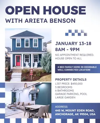 Professional Blue Open House Flyer Template