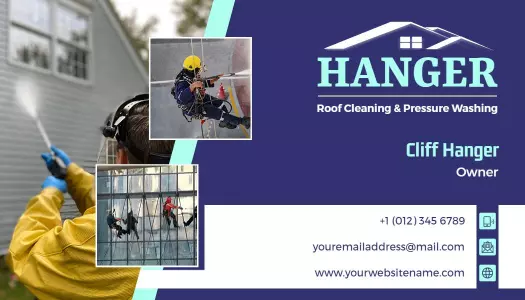 Professional Blue Roof Cleaning and Pressure Washing Business Card Template