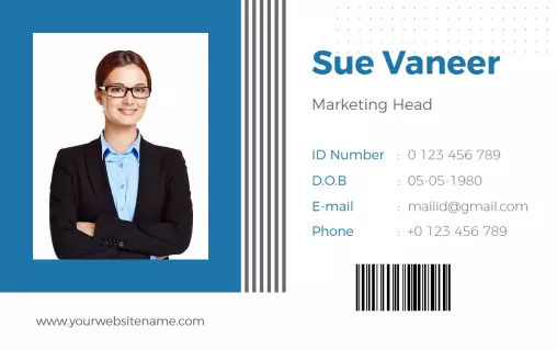 Professional Blue Striped Marketing Head Identity Card Template