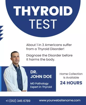 Professional Blue Thyroid Health Awareness Test Poster Template