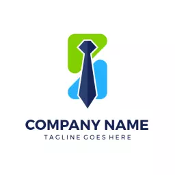 Professional Blue Tie and Green Shapes Representing Job Logo Template