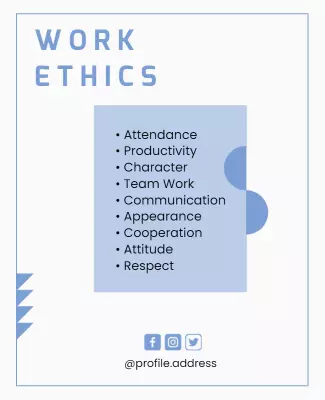 Professional Blue Work Ethics Principles Overview Poster Template