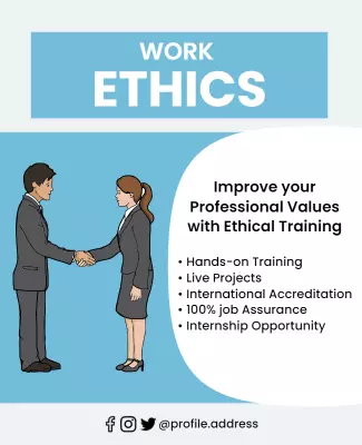 Professional Blue Work Ethics Training Program Poster Template