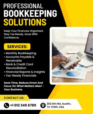 Professional Bookkeeping Solutions Promotional Flyer Template