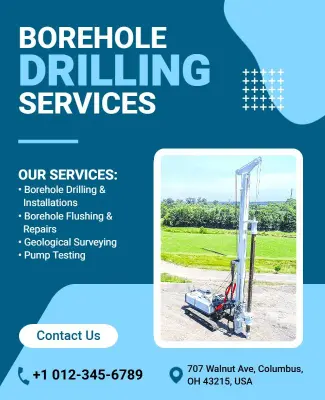 Professional Borehole Drilling and Surveying Services Flyer Template