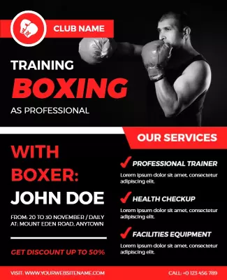 Professional Boxing Training Session Flyer Template