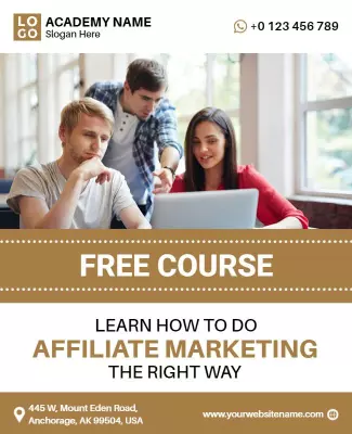 Professional Brown Affiliate Marketing Free Course Poster Template