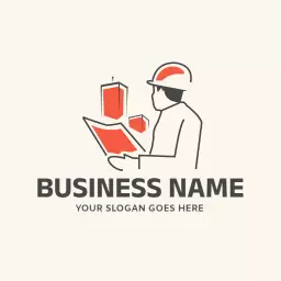 Professional Builder Reviewing Plans for Construction Projects Logo Template