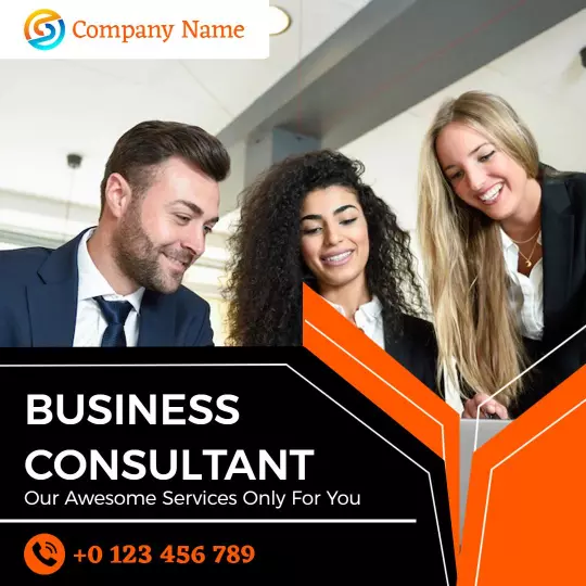 Professional Business Consultant Team Collaboration Ad Template