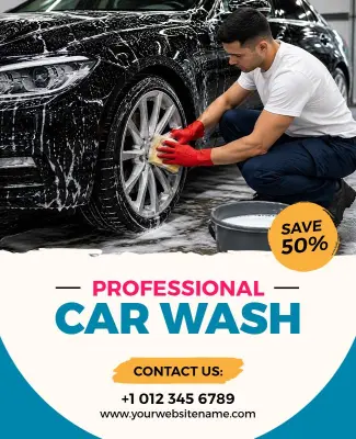 Professional Car Wash Promotion Poster Template