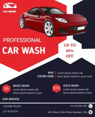 Professional Car Wash Services Advertisement Flyer Template