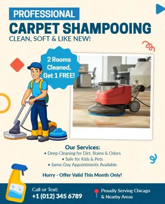Professional Carpet Shampooing Service Flyer Template