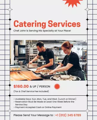 Professional Catering Services Announcement Poster Template