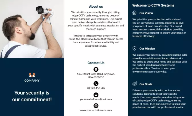 Professional CCTV Security Installation and Service Brochure Template