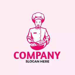 Professional Chef with Cooking Tools Showcases Culinary Skills Logo Template