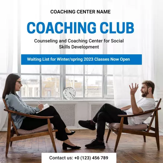 Professional Coaching Club for Social Skills Development Ad Template