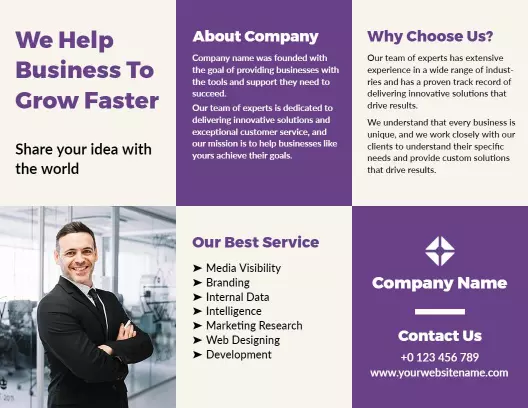Professional Company Growth and Service Solutions Brochure Template